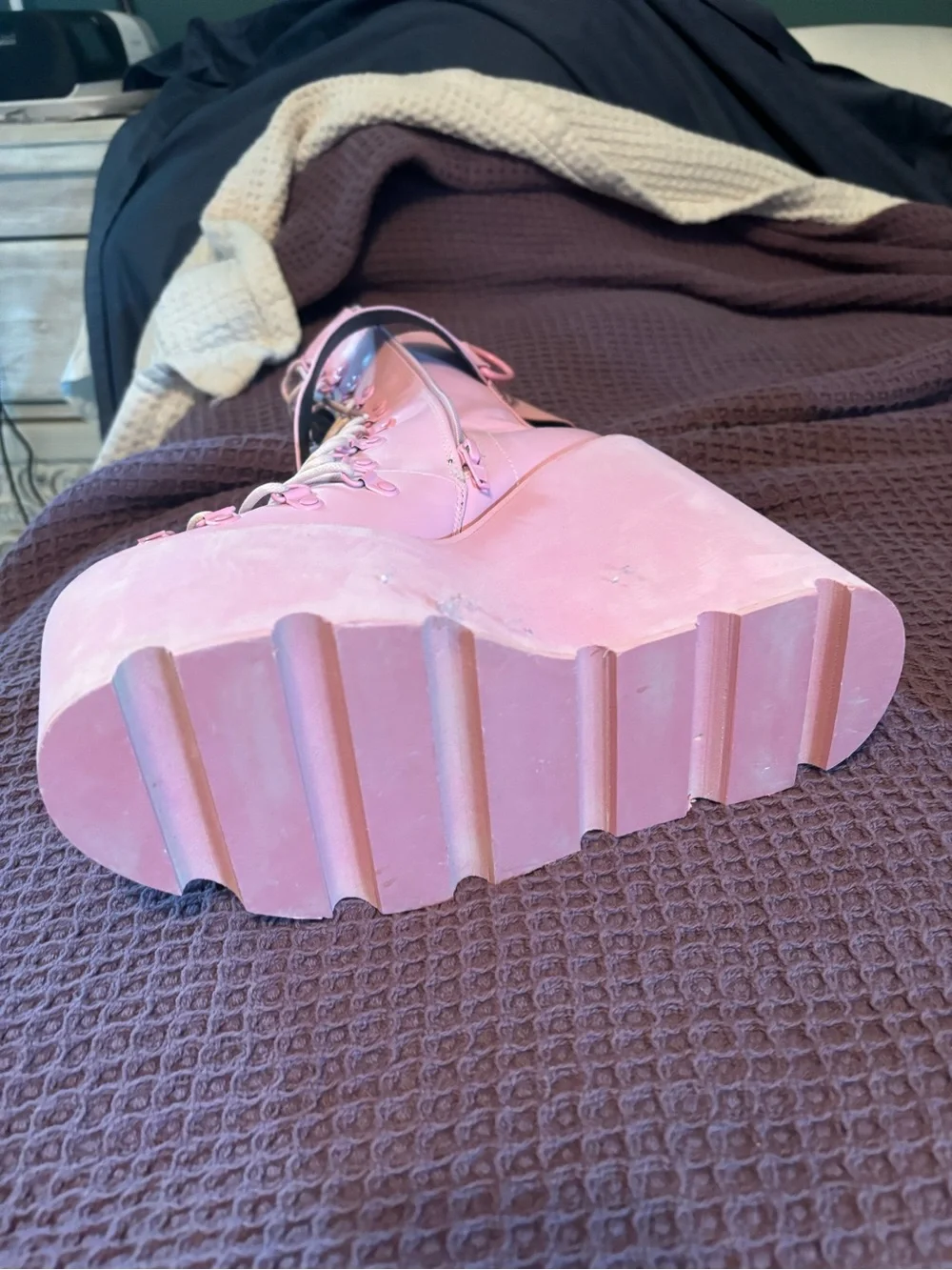 Sugar Thrillz Pink Lace-Up Platform Boots